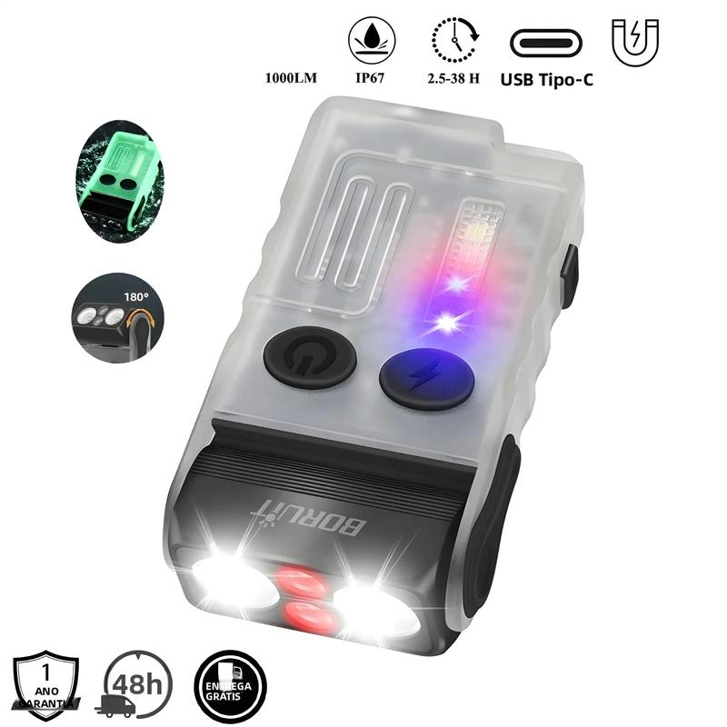 Lanterna De Chaveiro LED Recarregável Tipo-C BORUiT V20 Com Buzzer